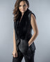 Black Genuine Nappa Lambskin Merino Fur Vest-0