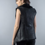 Black Genuine Nappa Lambskin Merino Fur Vest-1