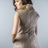 Beige Genuine Nappa Lambskin Fur Vest-1