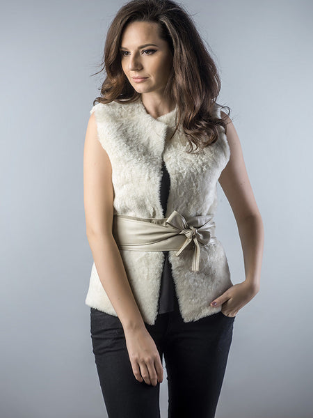 Light Brown Reversible Natural Nappa Sheepskin Fur Vest-0