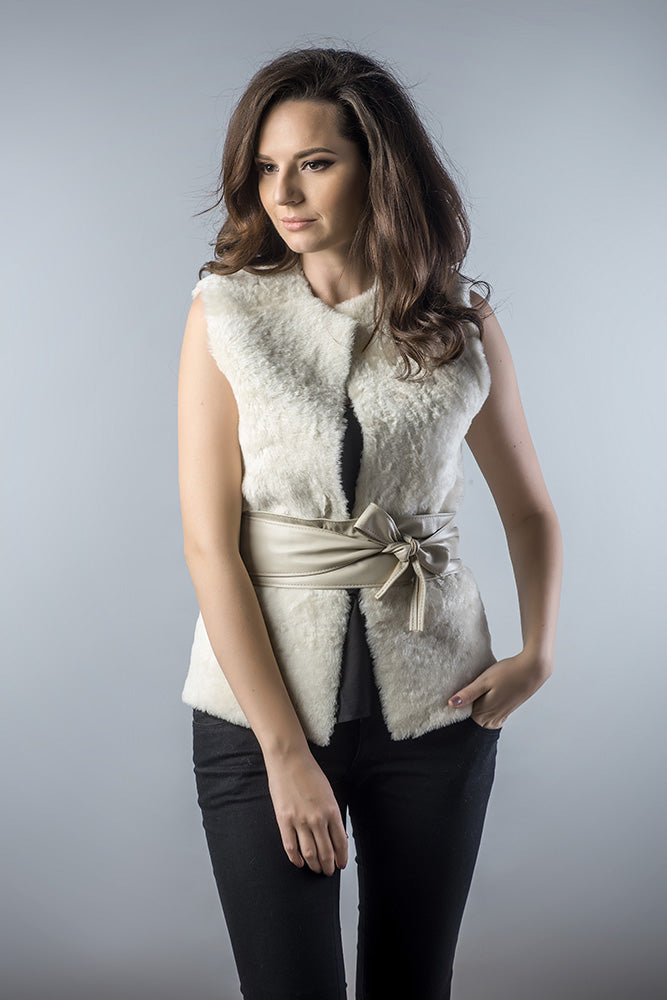 Galatea Beaumont — Light Brown Reversible Natural Nappa Sheepskin Fur Vest