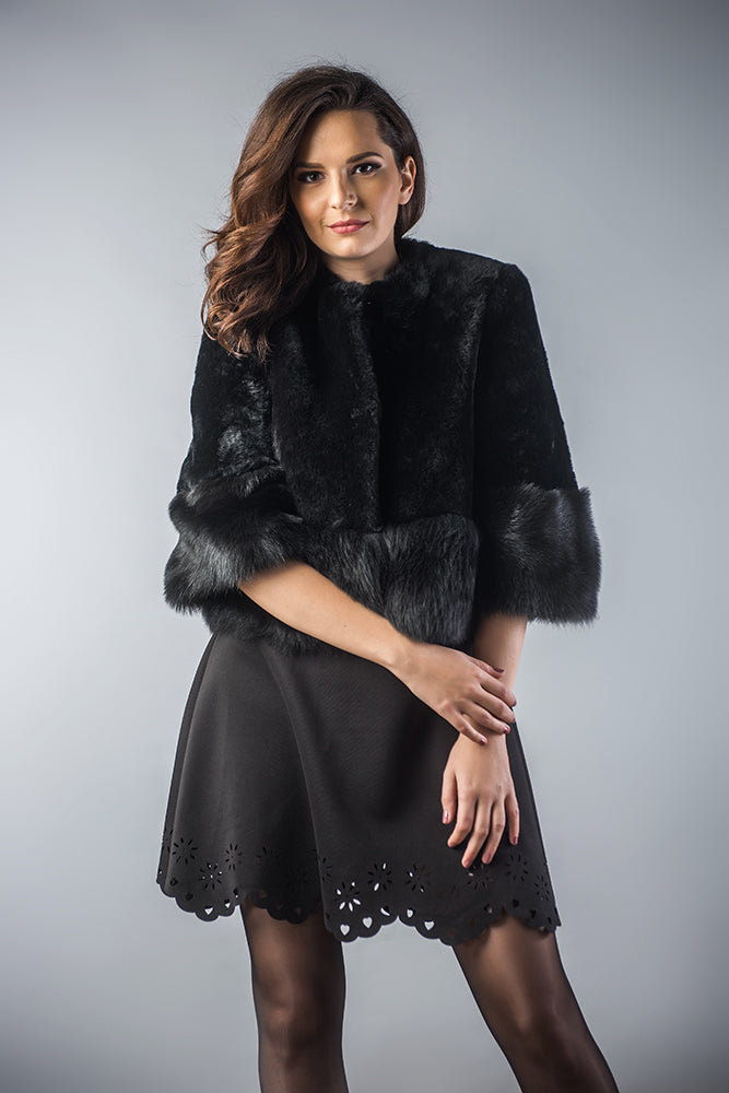 Zara Rivière — Black Short Sleeve Genuine Nappa Lambskin Mouton Fur Vest Black Women's Coat or Jacket
