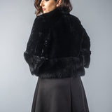 Black Short Sleeve Genuine Nappa Lambskin Mouton Fur Vest-1