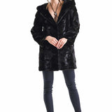 Dark Brown Hooded Genuine Mink Fur Coat with Leather Belt-0