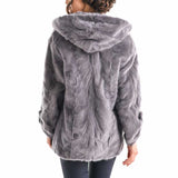 Gray Hooded Genuine Mink Fur Coat with Leather Belt-1