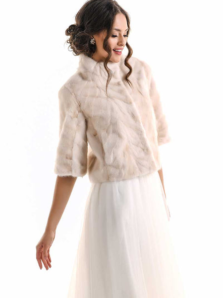 Ivory Genuine Mink Fur Jacket-3