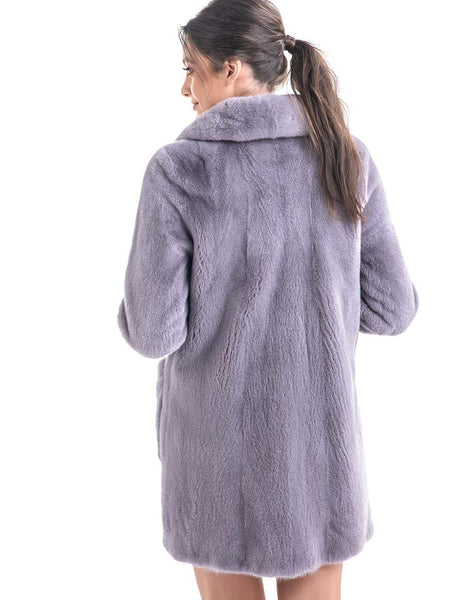 Gray Cozy Genuine Mink Fur Coat-1