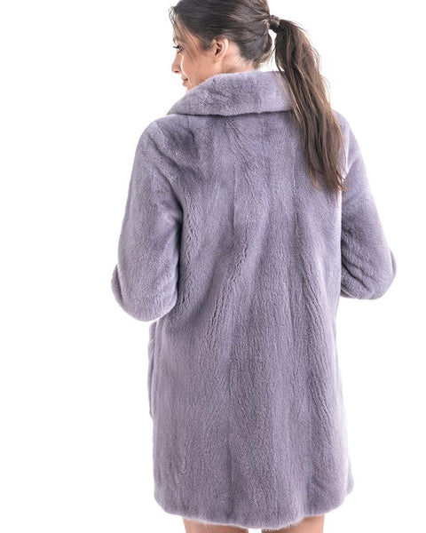 Gray Cozy Genuine Mink Fur Coat-1