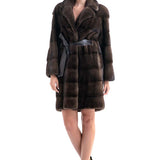 Brown Genuine Mink Fur Coat-0