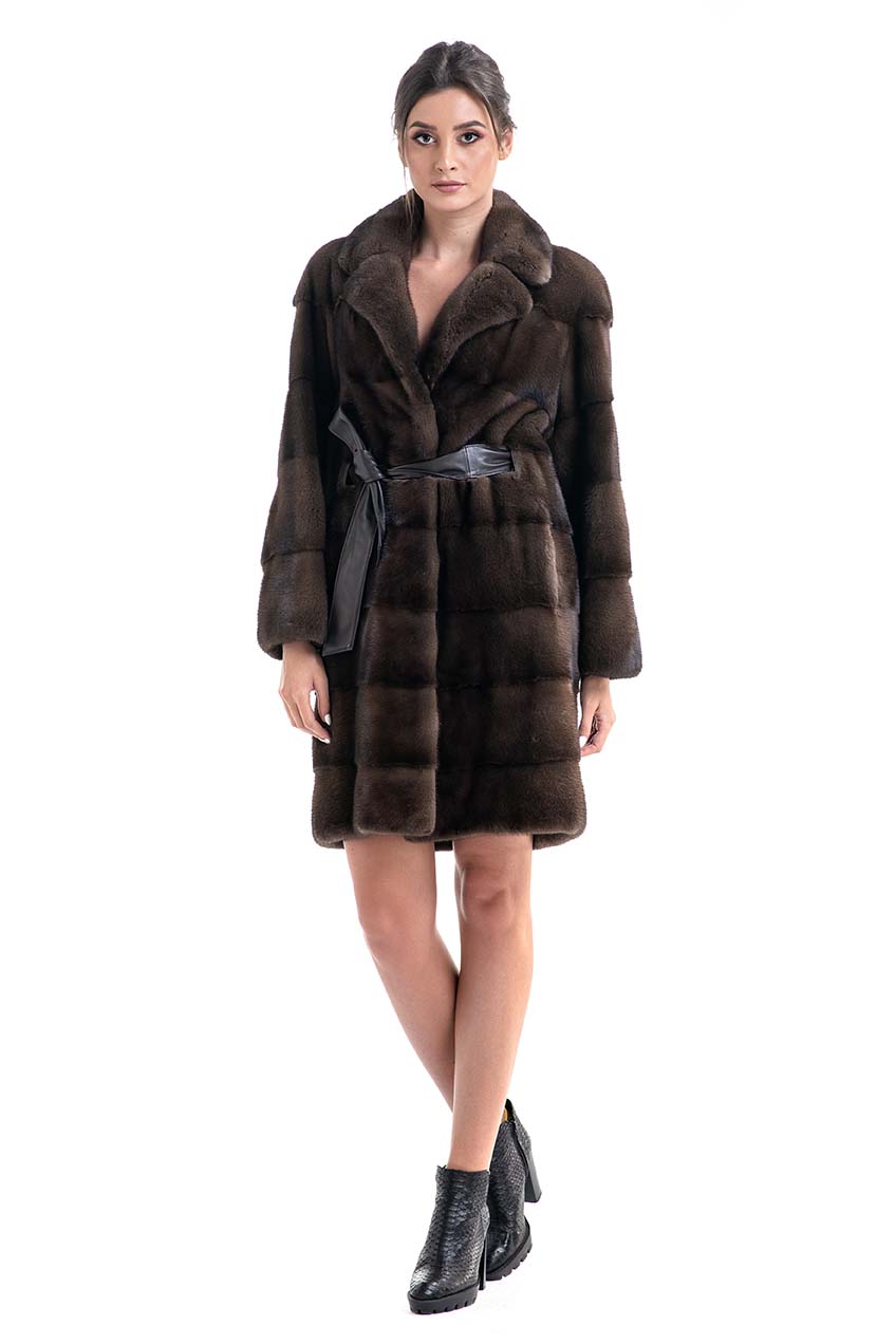 Marzena — Brown Genuine Mink Fur Coat