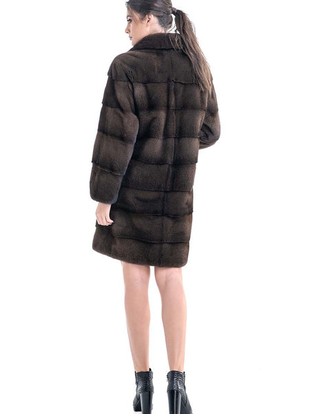 Brown Genuine Mink Fur Coat-1