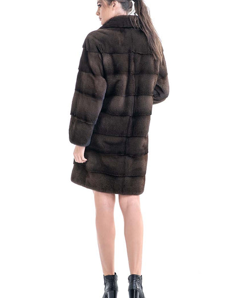 Brown Genuine Mink Fur Coat-1