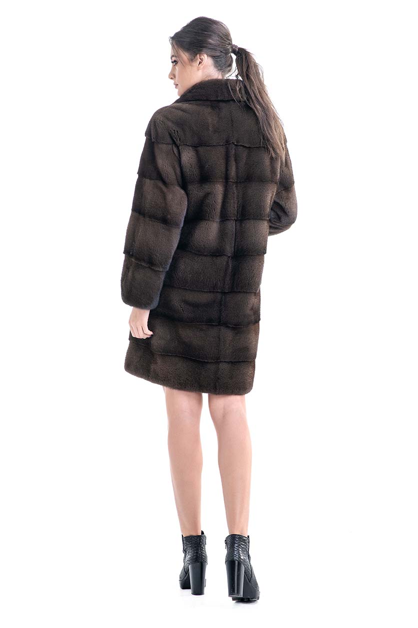 Marzena — Brown Genuine Mink Fur Coat, alternate view 2