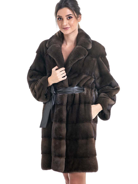 Brown Genuine Mink Fur Coat-3