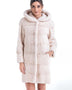 Luxury Ivory Natural Hooded Mink Fur Coat-0