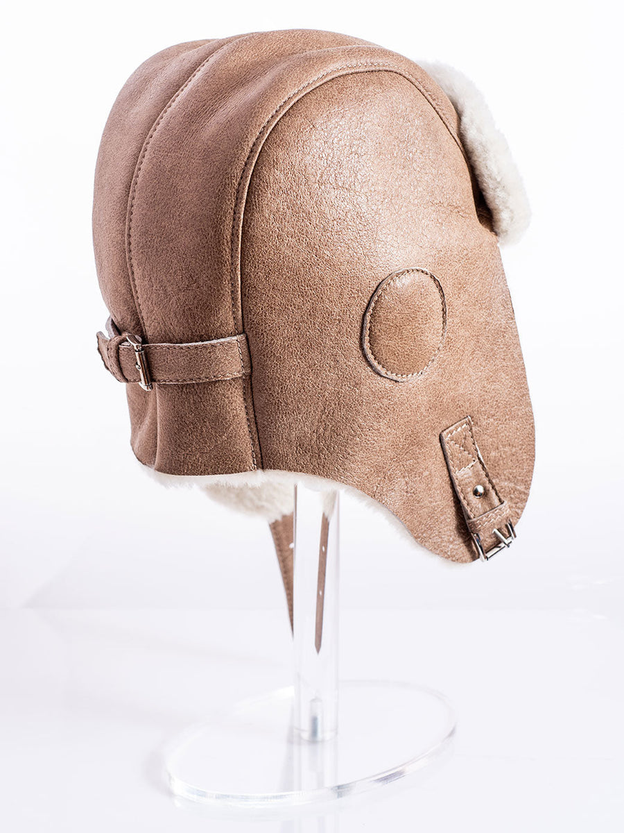 Beige Sheepskin Fur Hat