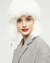 White Genuine Arctic Fox Fur and Nappa Lamb Leather Hat
