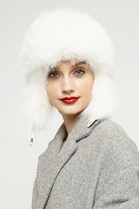 Renata Rivière — White Genuine Arctic Fox Fur and Nappa Lamb Leather Hat White Women's Coat or Jacket