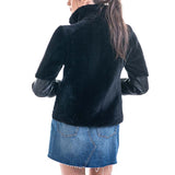 Black Lamb Shearling Leather Jacket-2