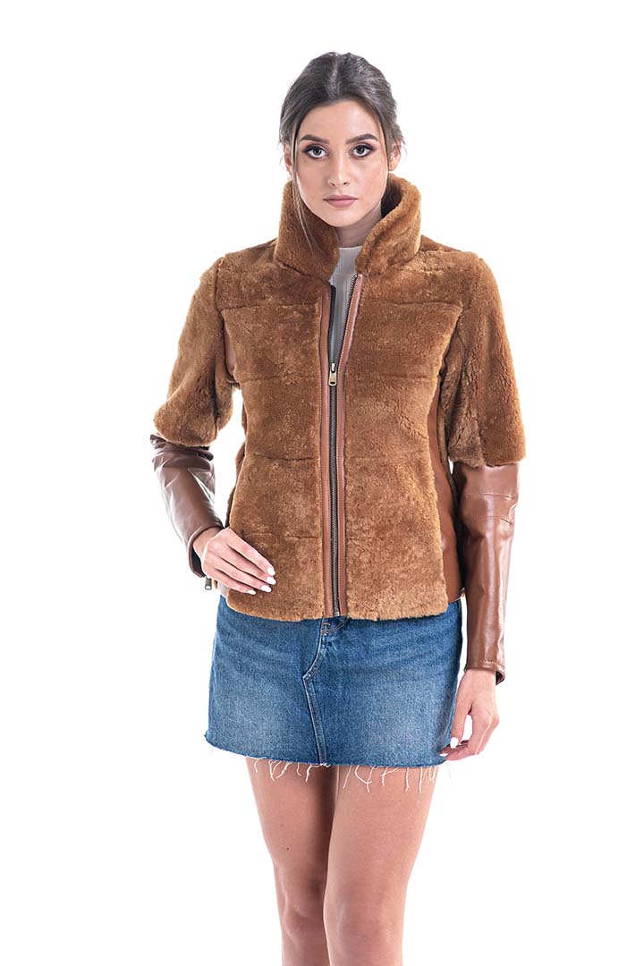 Amaris Beaumont — Cognac Lamb Shearling Leather Jacket