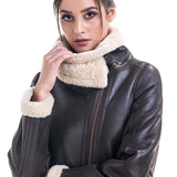 Brown Shearling Leather Jacket with Merino Fur Detailing-2
