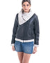 Gray Shearling Leather Jacket with Merino Fur Detailing-0