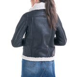 Gray Shearling Leather Jacket with Merino Fur Detailing-1