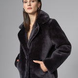 Gray Merino Sheepskin Fur Jacket-0