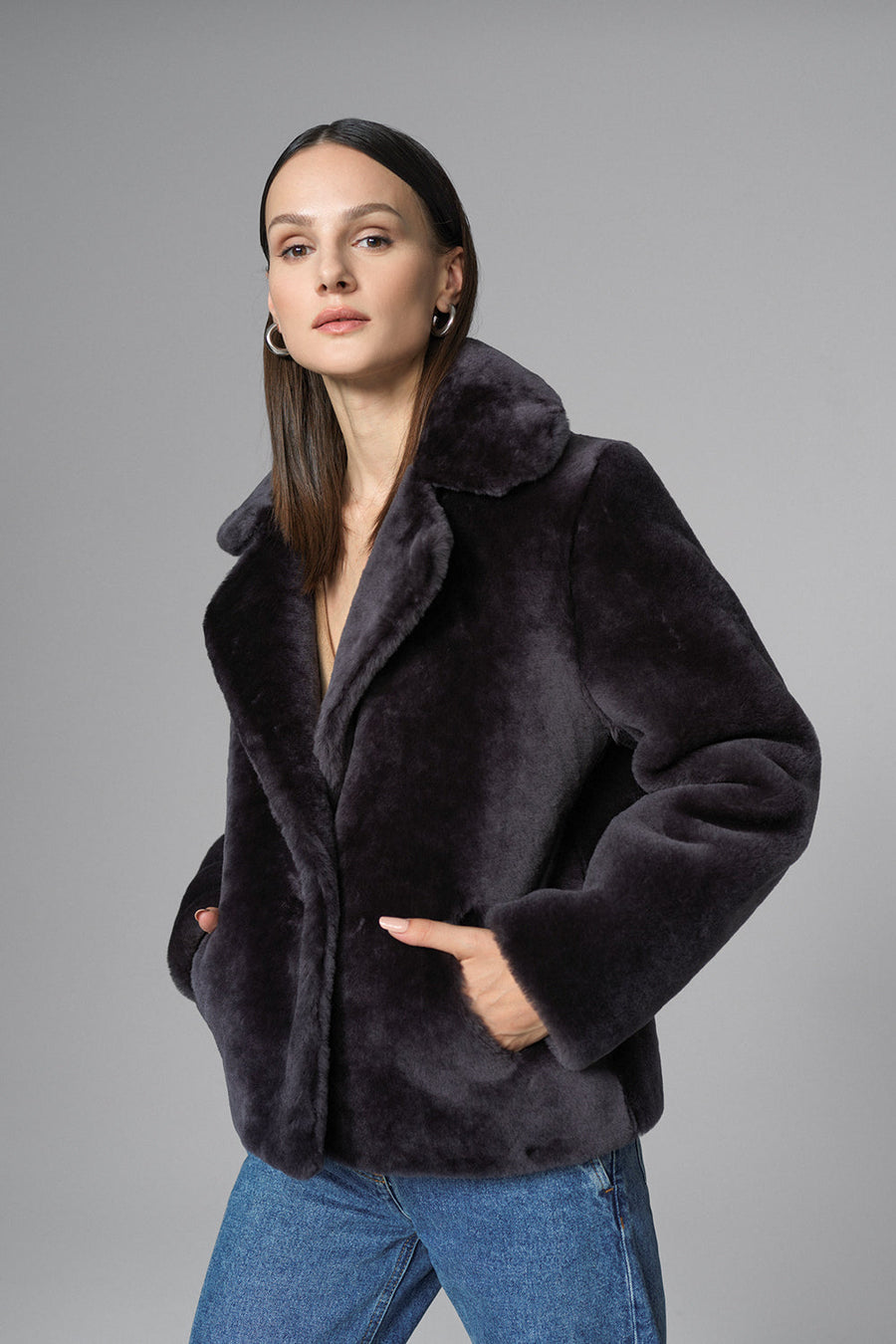 Elaria Beaumont — Gray Merino Sheepskin Fur Jacket