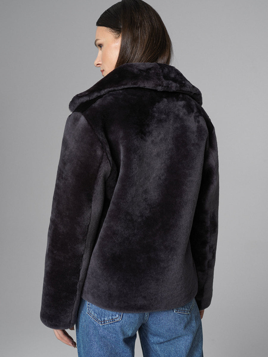 Gray Merino Sheepskin Fur Jacket-2