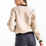 Beige Natural Sheepskin Mouton Fur Jacket-2
