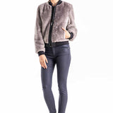 Gray Natural Sheepskin Mouton Fur Jacket-1