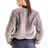 Gray Natural Sheepskin Mouton Fur Jacket-2