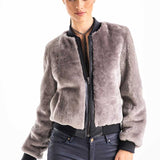 Gray Natural Sheepskin Mouton Fur Jacket-0