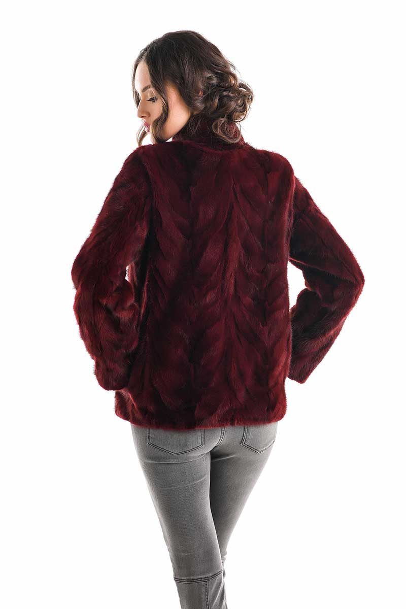Rhiannon — Burgundy Luxury Genuine Mink Fur Jacket, alternate view 2