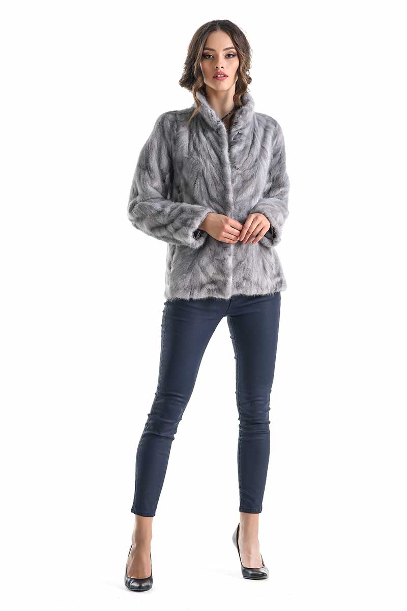Raphaëlle — Gray Luxury Genuine Mink Fur Jacket