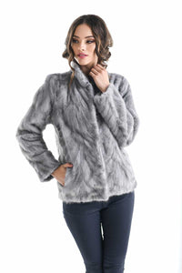 Raphaëlle — Gray Luxury Genuine Mink Fur Jacket, alternate view 2