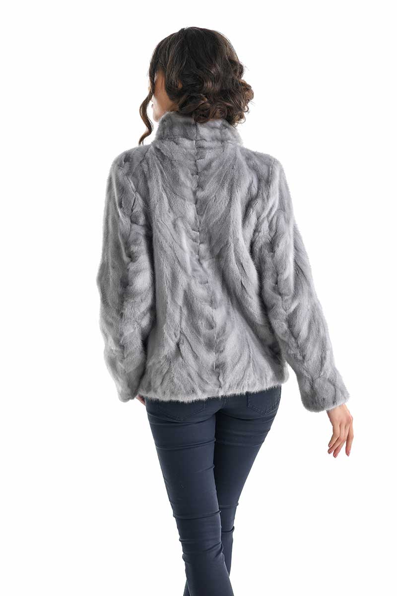 Raphaëlle — Gray Luxury Genuine Mink Fur Jacket, alternate view 3