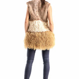 Beige Geniune Sheepskin Fur Vest-1