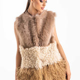 Beige Geniune Sheepskin Fur Vest-0