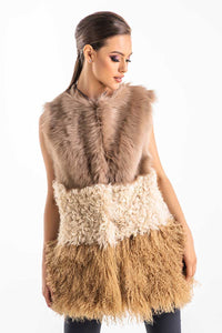 Francesca Rivière — Beige Geniune Sheepskin Fur Vest Beige Women's Coat or Jacket