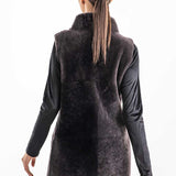 Gray Reversible Geniune Nappa Lamb Leather Mouton Fur Vest-1