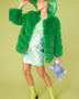 Gaga Faux Fur Striped Green Coat-0