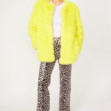 Gaga Faux Fur Striped Yellow Coat-1