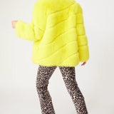 Gaga Faux Fur Striped Yellow Coat-3