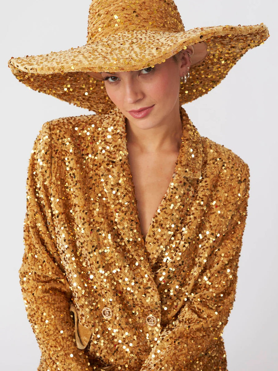 Gold Sequin Handmade Flapper Hat