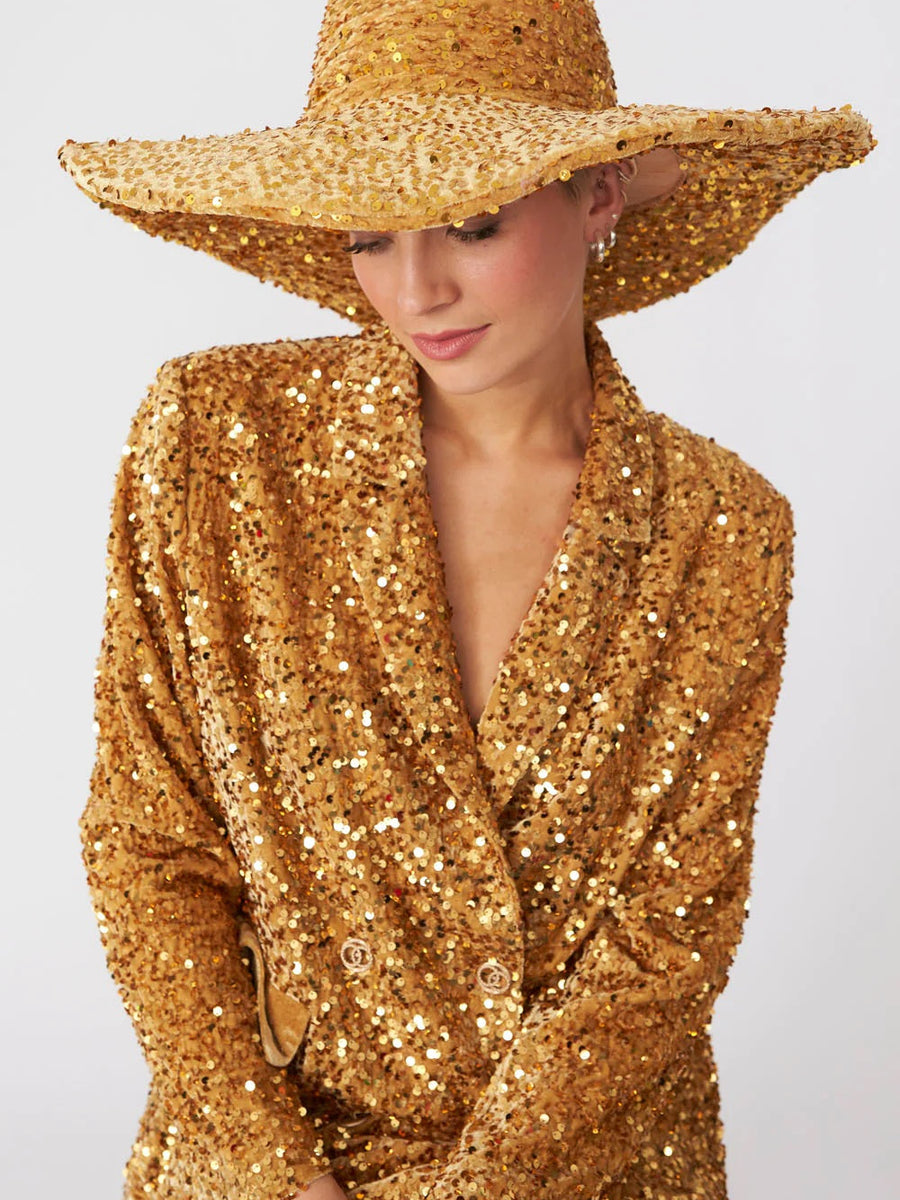 Gold Sequin Handmade Flapper Hat