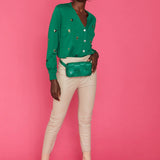 Green Cashmere and Banana Peel Love Heart Cardigan-1