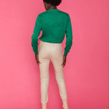 Green Cashmere and Banana Peel Love Heart Cardigan-2