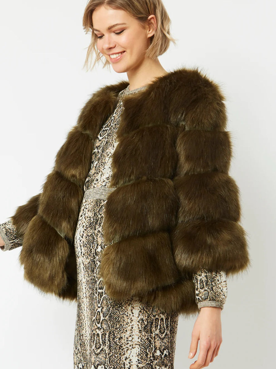 Green Faux Fur Ella Coat-0